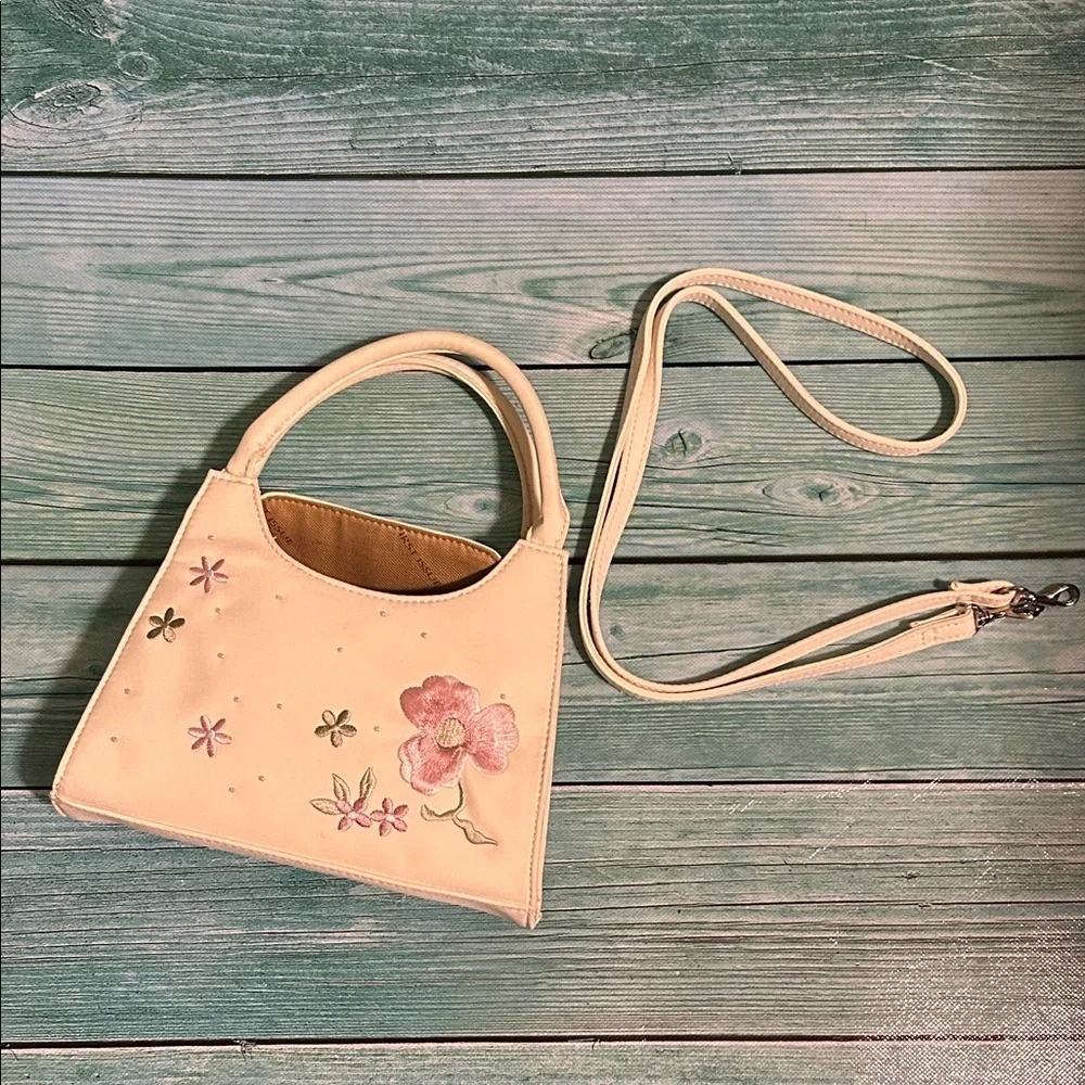 Liz Claiborne Pink Floral Embroidered Shoulder Bag
